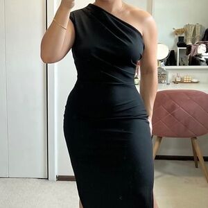 One Shoulder Bodycon Dress Black
